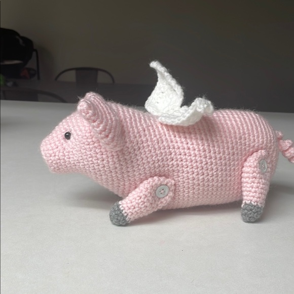 Handmade Pink Pig with Wings Plush Toy - Picture 2 of 5